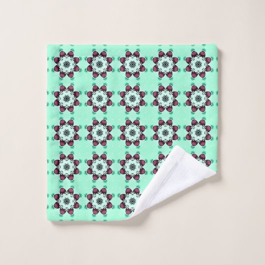 Mintgrünes geometrisches Mandala-Muster Handtuch Badhandtuch Set (Waschlappen)