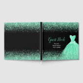 Mintgrünes Kleid mit falschem Glitter Quinceanera Gästebuch (Voll)