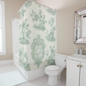 Mintgrünes Toile-Blumen- und Vogel-Muster Duschvorhang (Beispiel)