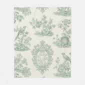 Mintgrünes Toile-Blumen- und Vogel-Muster Fleecedecke (Vorderseite)