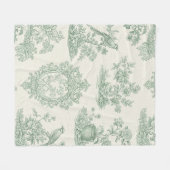Mintgrünes Toile-Blumen- und Vogel-Muster Fleecedecke (Vorderseite (Horizontal))