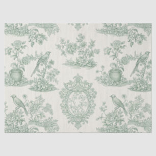Mintgrünes Toile-Blumen- und Vogelmuster Seidenpapier