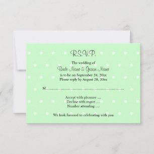 Mintgrünes Tupfenmuster. Hochzeit RSVP Karte