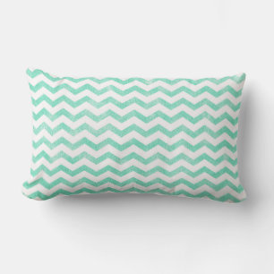 Mintgrünes und weißes Chevron-Muster Lendenkissen