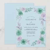 Minthe Amethyst Gemalte Hochzeit Einladung (Vorne/Hinten)