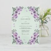 Minthe-Amethyst-Wasserfarben-Hochzeit Einladung (Stehend Vorderseite)