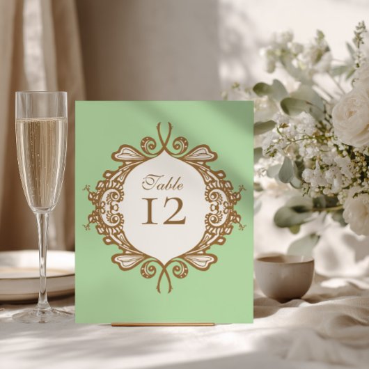 Minthe Barock Hochzeitstisch Nummer Sockelschild