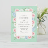 Minthe Rosa Wildblumen-Hochzeit Einladung (Stehend Vorderseite)
