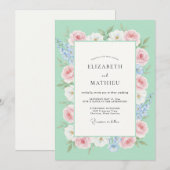 Minthe Rosa Wildblumen-Hochzeit Einladung (Vorne/Hinten)