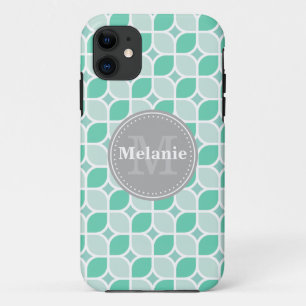 Mintleaf Moderne Quadrate Muster Grau Monogramm Case-Mate iPhone Hülle