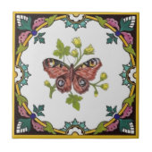 Minton Butterfly Handfarben c.1870 Tile Repro Fliese (Vorderseite)