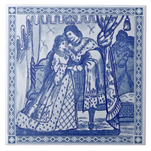 Minton Cinderella Blue Viktorianisch Repro Tile c. Fliese