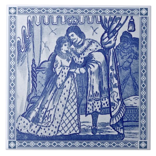 Minton Cinderella Blue Viktorianisch Repro Tile c. Fliese (Vorderseite)
