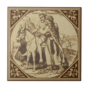 Minton Good Samaritan Bibel Story Repro Antiquität Fliese