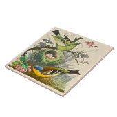 Minton Hand bemalt Vögel Berries Ende 1800er Repro Fliese (Seite)