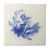Minton Putti Cherub Sheep Flow Blue c.1875 Repro