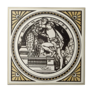 Minton Shakespeare Romeo & Julia Tile 1870s Repro Fliese