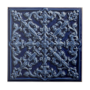 Minton Victorian Faux Relief Blau Reproduktion Fliese
