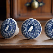 Mintons Eule British Royal Blue Viktorianisch Keramikknauf