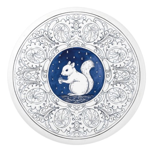 Mintons Squirrel British Royal Blue Victorian Keramikknauf (Vorderseite)