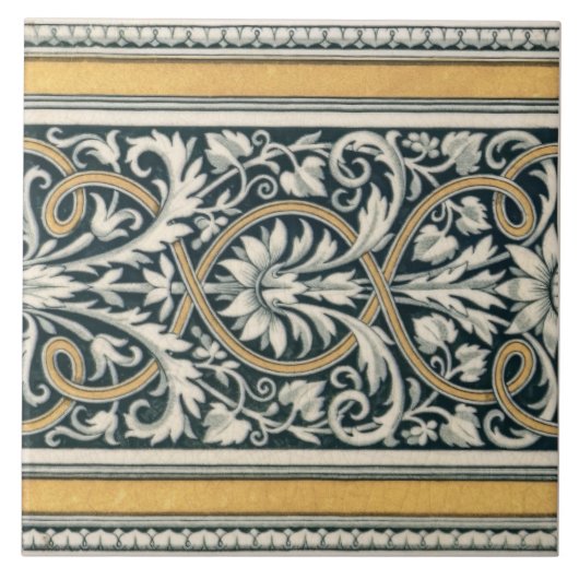 Mintons UK Klassisches Griechisches Blumenmuster Fliese (Vorderseite)