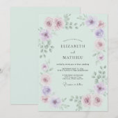 Mintsgrüne Ätherische Rosenhochzeit Einladung (Vorne/Hinten)