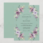 Mintsgrüne romantische Blumengesteck-Hochzeit Einladung (Vorne/Hinten)