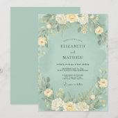 Mintsgrüne weiche botanische Hochzeit Einladung (Vorne/Hinten)