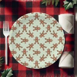 Mintsgrüner Lebkuchenmann mit Punkten Weihnachten Pappteller