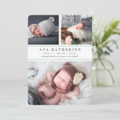 Mintstreifen | Foto Collage Birth Ankündigung (Stehend Vorderseite)