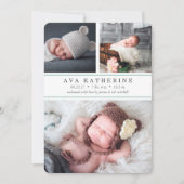 Mintstreifen | Foto Collage Birth Ankündigung (Vorderseite)