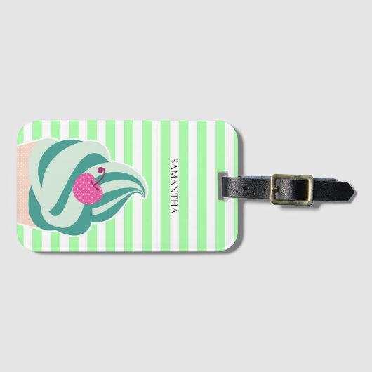 Mintwirbel Eiscreme Personalisiert gestreift Gepäckanhänger (Vorderseite (Horizontal))