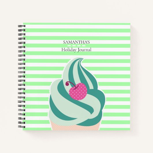 Mintwirbel Eiscreme Striptes Holiday Journal Notizblock (Vorderseite)