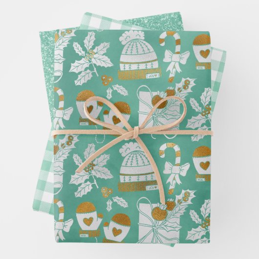 Minty Cosy Holiday Wrapping Paper Sheets Geschenkpapier Set (Beispiel)