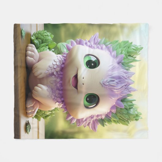 Minty, das charmante Axolotl Fleecedecke (Vorderseite (Horizontal))