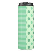 Minty Fresh Blue Polka Dots and Stripes: Monogramm Thermosbecher (Rückseite)