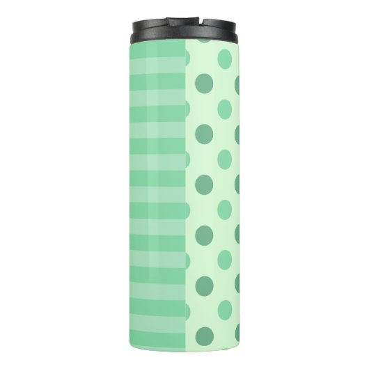 Minty Fresh Blue Polka Dots and Stripes: Monogramm Thermosbecher (Rückseite)