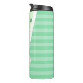 Minty Fresh Blue Polka Dots and Stripes: Monogramm Thermosbecher (Nach rechts gedreht)