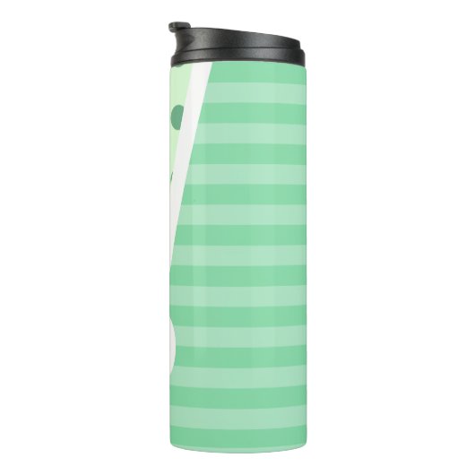 Minty Fresh Blue Polka Dots and Stripes: Monogramm Thermosbecher (Nach rechts gedreht)