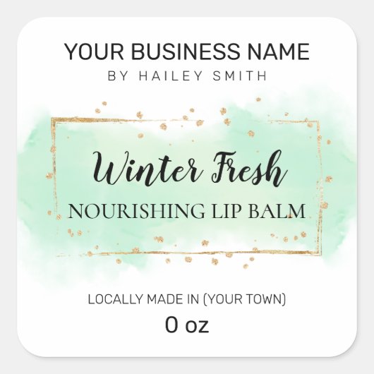 Minty Fresh Lip Balm Quadratischer Aufkleber (Vorderseite)