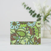 Minty Green Floral Postkarte (Stehend Vorderseite)