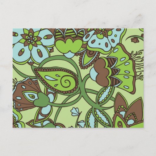 Minty Green Floral Postkarte (Vorderseite)