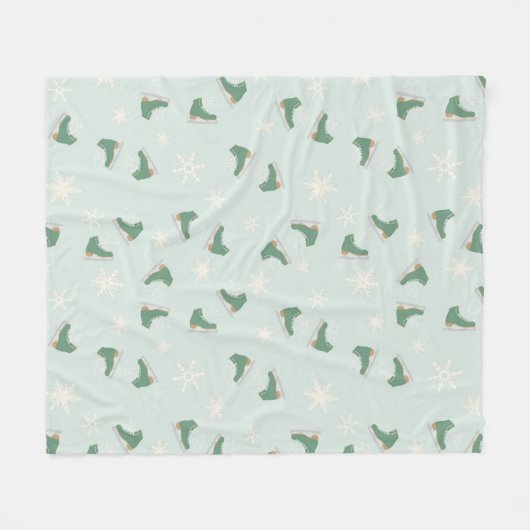 minty green ice skates fleecedecke (Vorderseite (Horizontal))