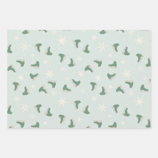 minty green ice skates geschenkpapier set (Vorderseite)