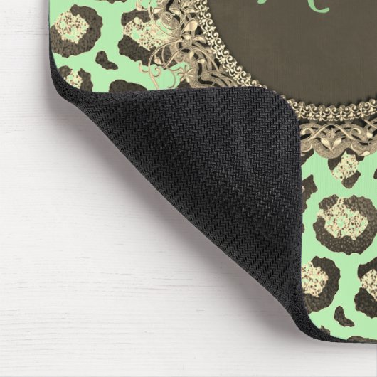 Minty Green Marble Glittery Leopard Custom Mousepad (Ecke)