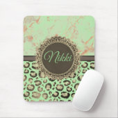 Minty Green Marble Glittery Leopard Custom Mousepad (Mit Mouse)