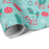 Minty Green Pickleball Frohe Weihnachten 🎁 Geschenkpapier (Rolleneckpunkt)