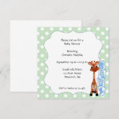 Minty Green Polka Dot Giraffe Einladung (Vorne/Hinten)
