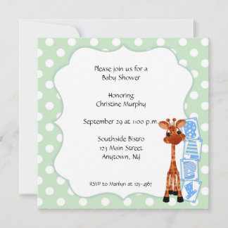 Minty Green Polka Dot Giraffe Einladung