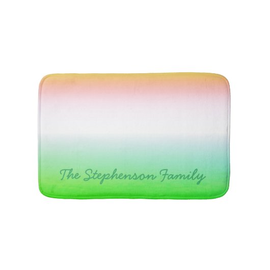Minty Green to White Gradient mit grünem Script Badematte (Vorderseite)